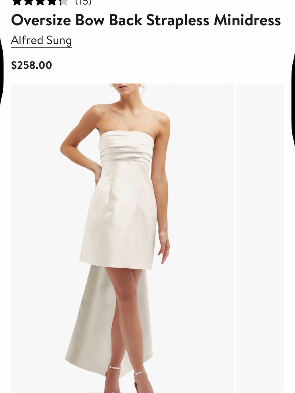 BRIDAL Alfred Sung Strapless Bow-Back Minidress in Ivory